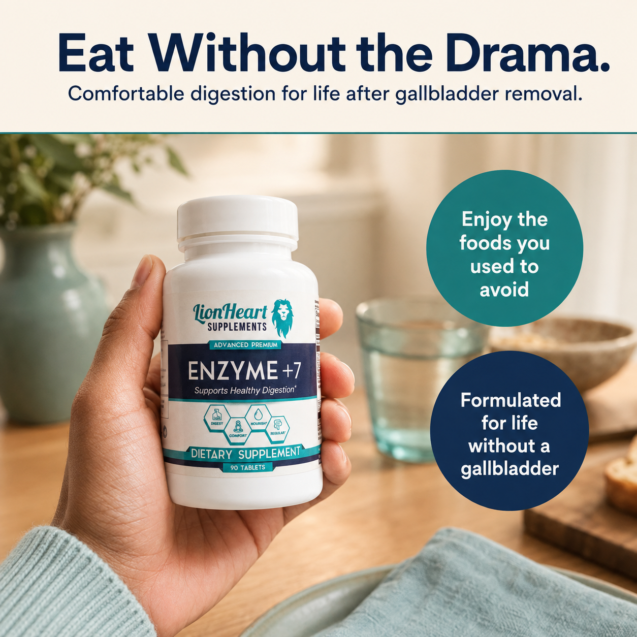 Enzyme + 7 digestive support for life after gallbladder removal